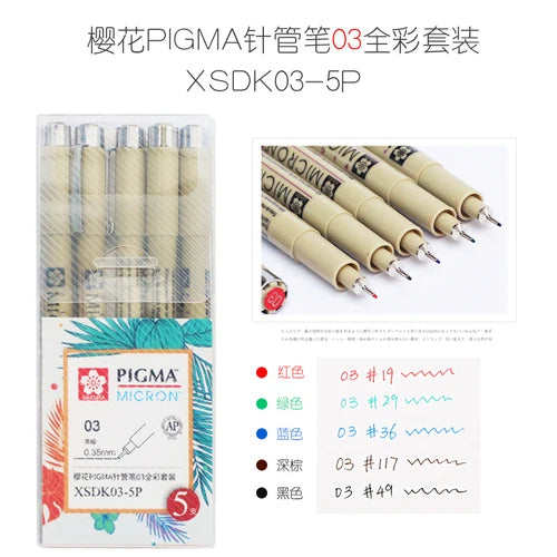Japan Sakura Color Pigma Micron Pen Fineliner Set 01 02 03 04 05 005 Drawing Pens Art Supplies