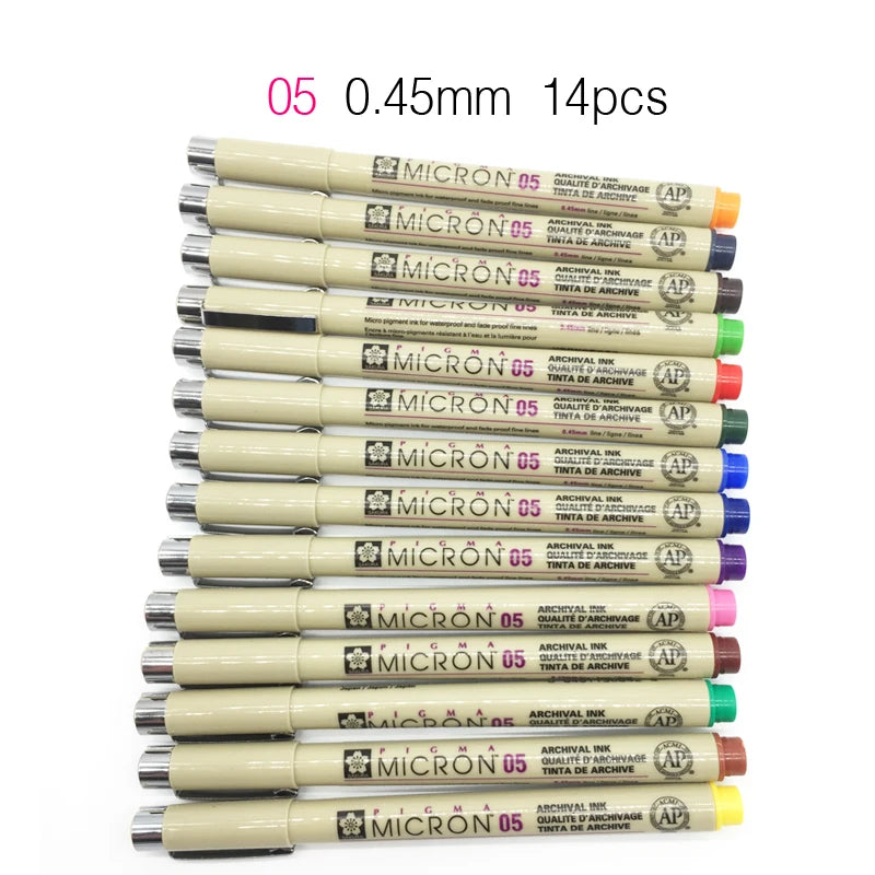 Japan Sakura Color Pigma Micron Pen Fineliner Set 01 02 03 04 05 005 Drawing Pens Art Supplies