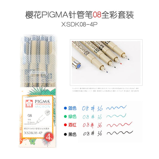Japan Sakura Color Pigma Micron Pen Fineliner Set 01 02 03 04 05 005 Drawing Pens Art Supplies