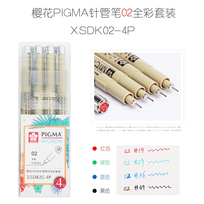 Japan Sakura Color Pigma Micron Pen Fineliner Set 01 02 03 04 05 005 Drawing Pens Art Supplies