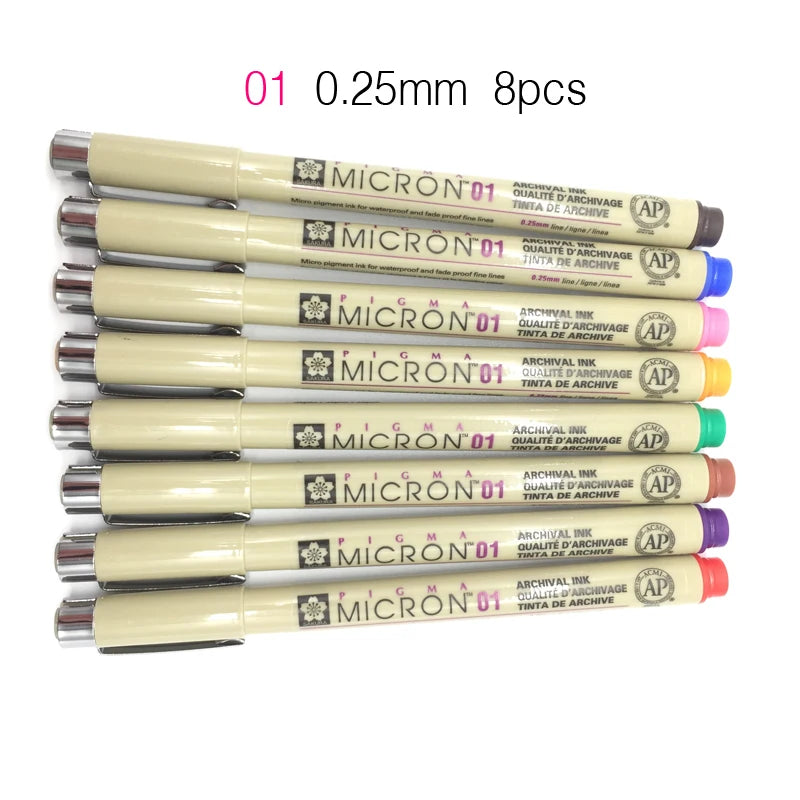 Japan Sakura Color Pigma Micron Pen Fineliner Set 01 02 03 04 05 005 Drawing Pens Art Supplies